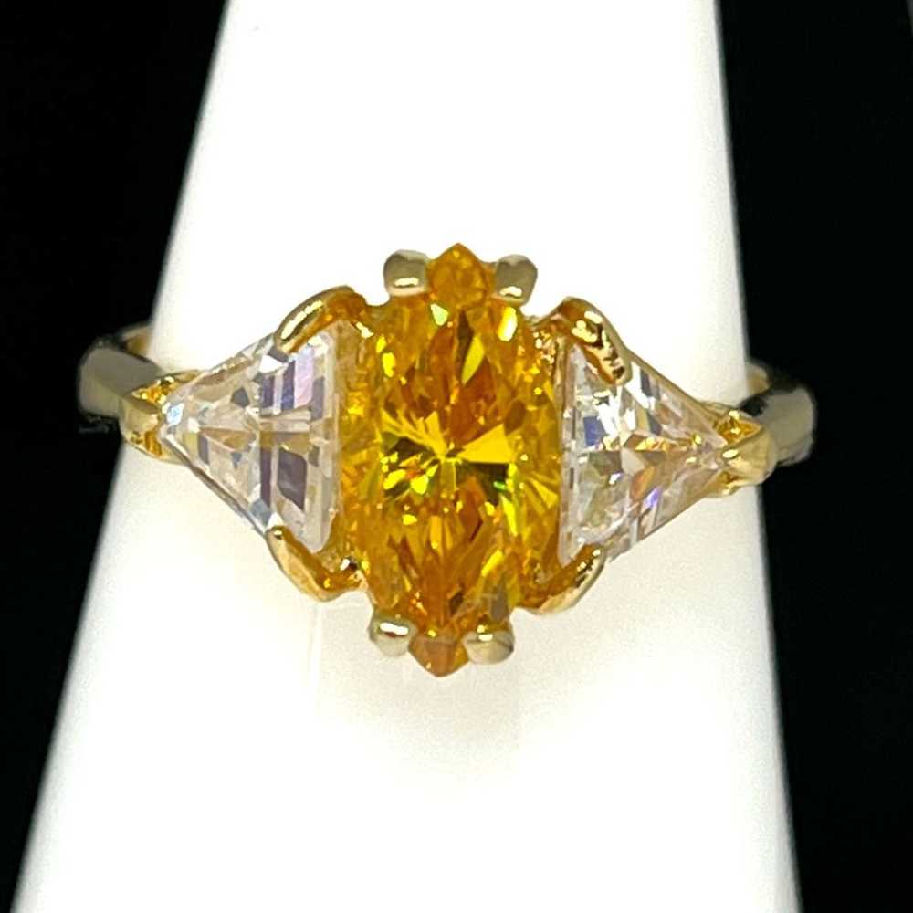 Vintage Ring Size 7 Yellow Cubic Zirconia Accents… - image 7