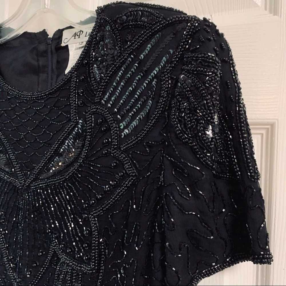 Vintage Adrianna Papell AP Ltd black beaded eveni… - image 6