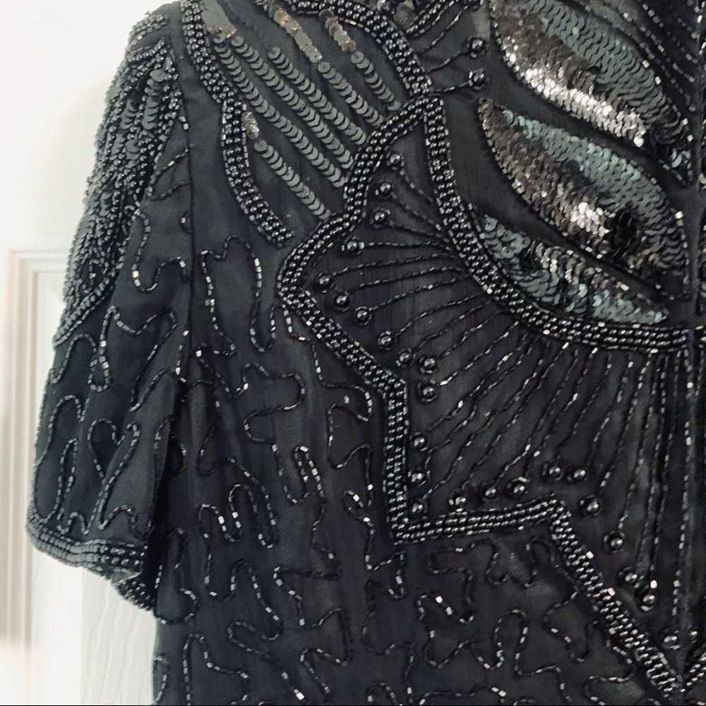 Vintage Adrianna Papell AP Ltd black beaded eveni… - image 7