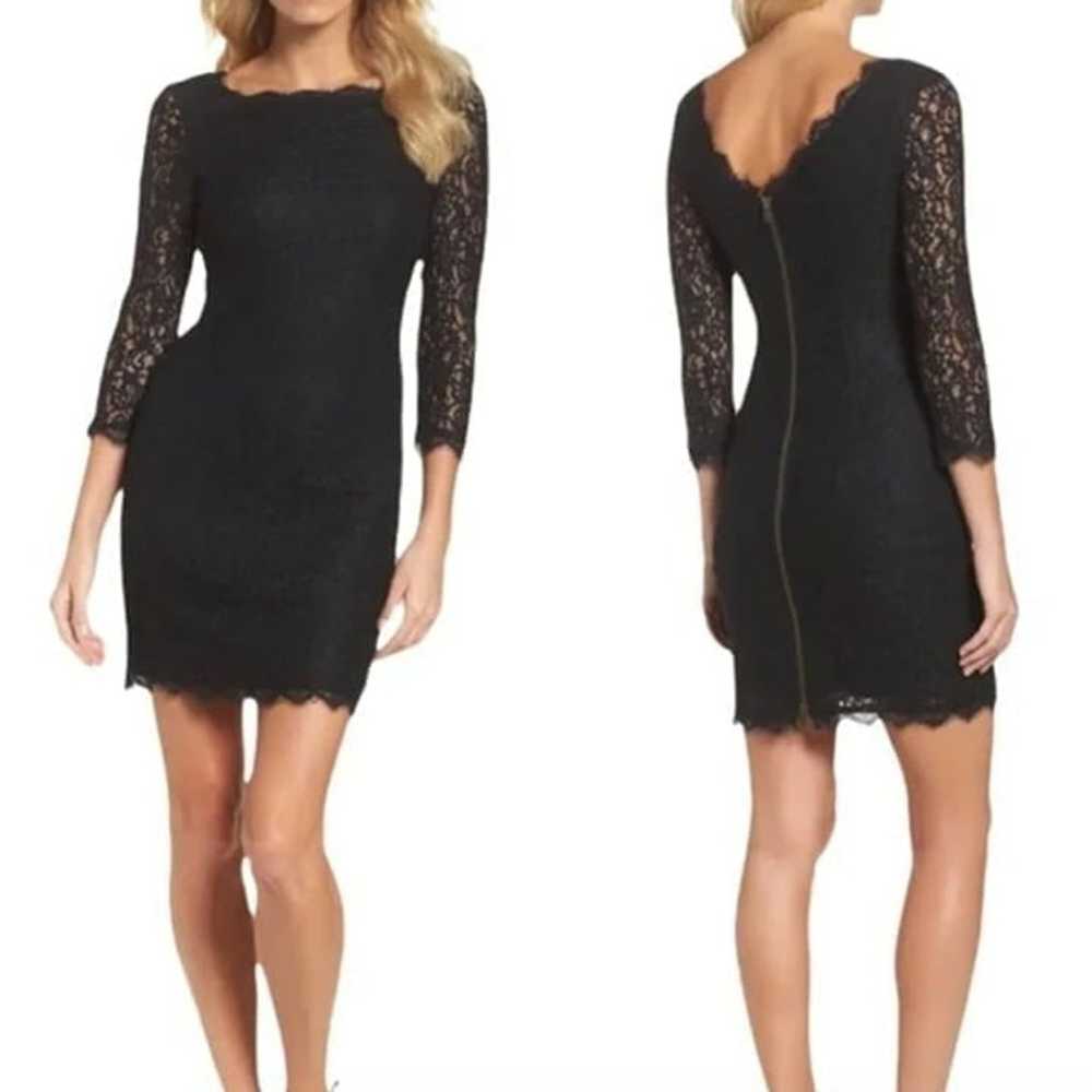 ADRIANNA PAPELL Black Lace Square Neck / V V-Neck… - image 3