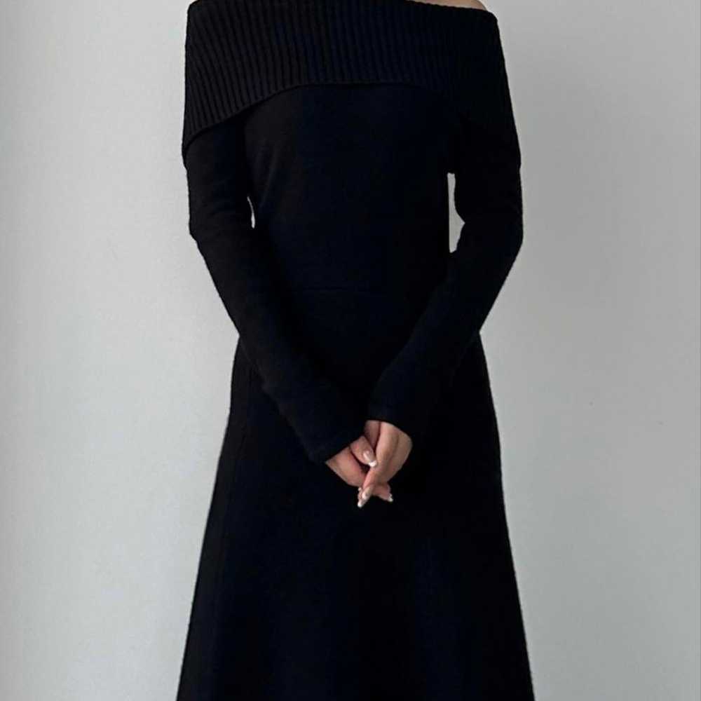 Louere Off-Shoulder Flared Knit Dress - image 3