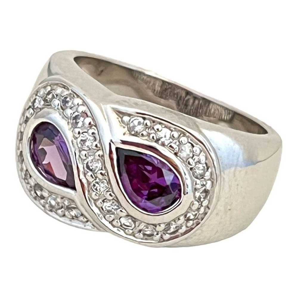 Vintage Sterling Silver UNCAS Ring Amethyst Cubic… - image 2