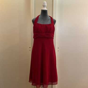 Red Halter A-Line Cocktail Bridesmaid Dress