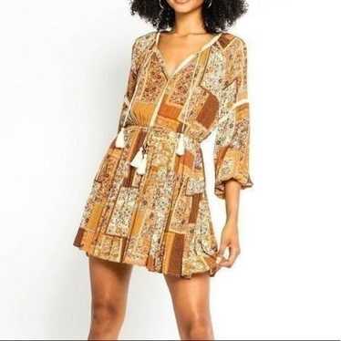 Olivaceous Boho Patchwork Dress