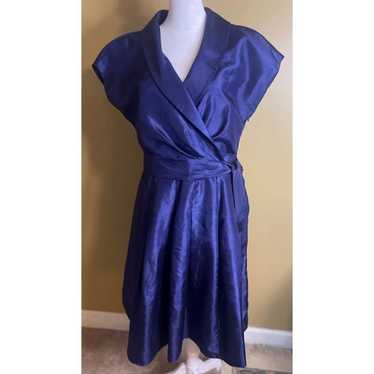 Jones Wear Dress Blue Silk Look Faux Wrap Cocktai… - image 1