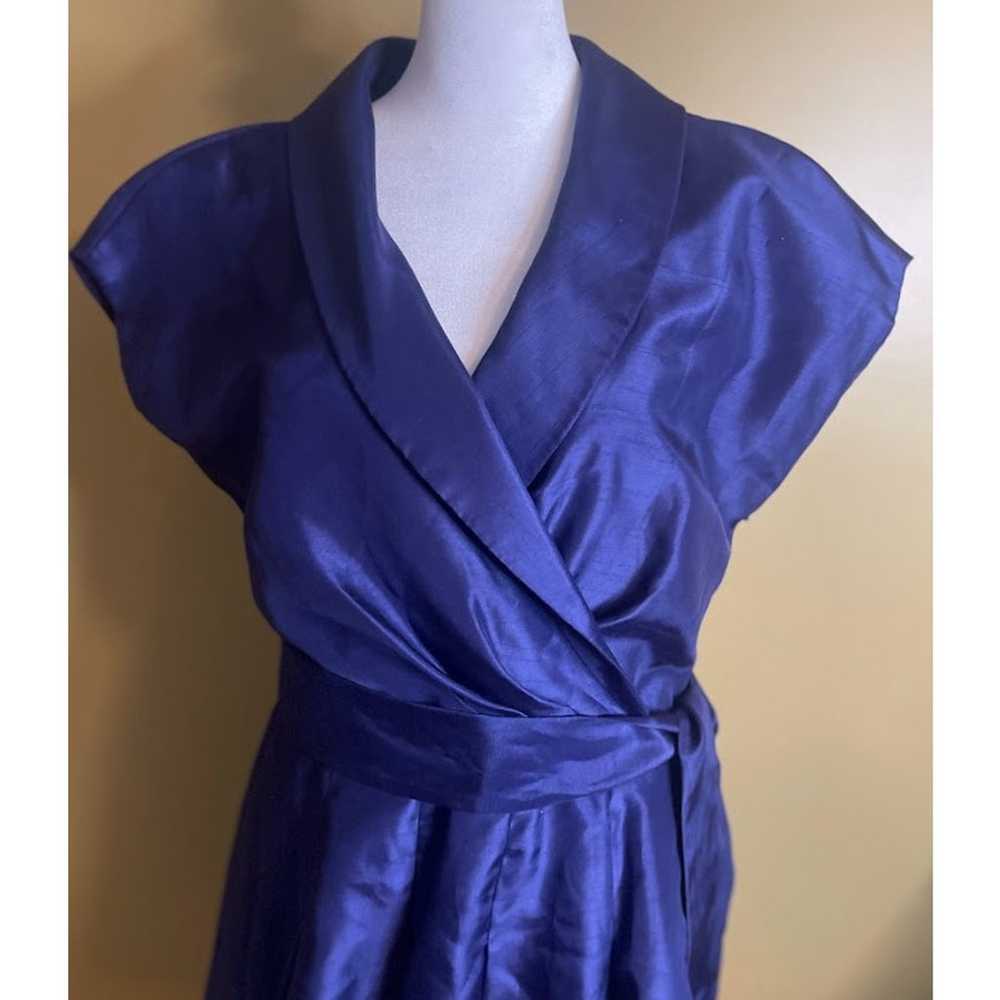 Jones Wear Dress Blue Silk Look Faux Wrap Cocktai… - image 2