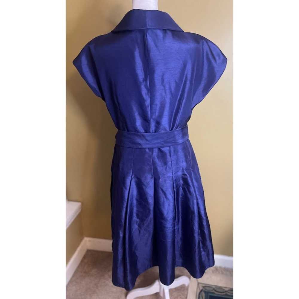 Jones Wear Dress Blue Silk Look Faux Wrap Cocktai… - image 4