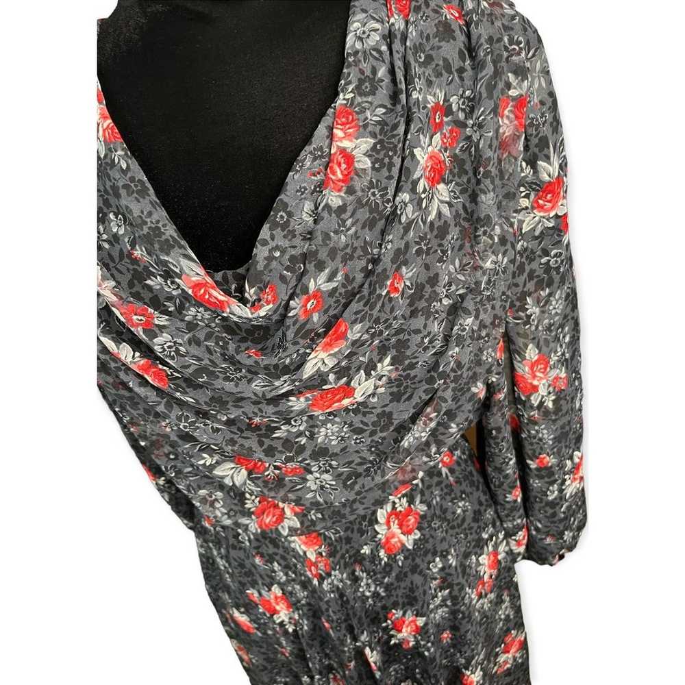 Vintage 80s Ursula of Switzerland Black Red Flora… - image 7