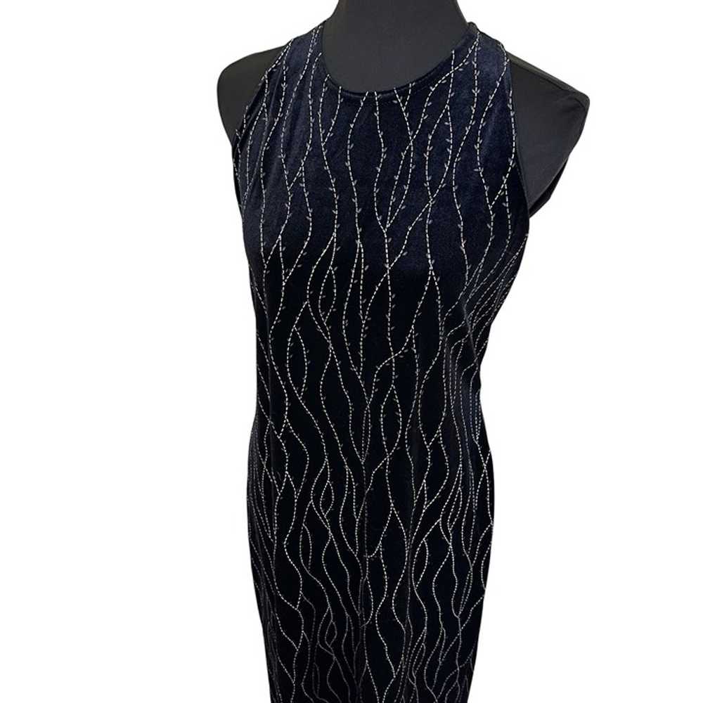 Vtg Y2K Ronni Nicole Black Velvet Womens Maxi Dre… - image 1