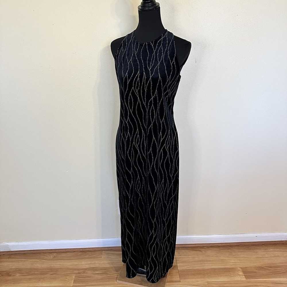 Vtg Y2K Ronni Nicole Black Velvet Womens Maxi Dre… - image 2