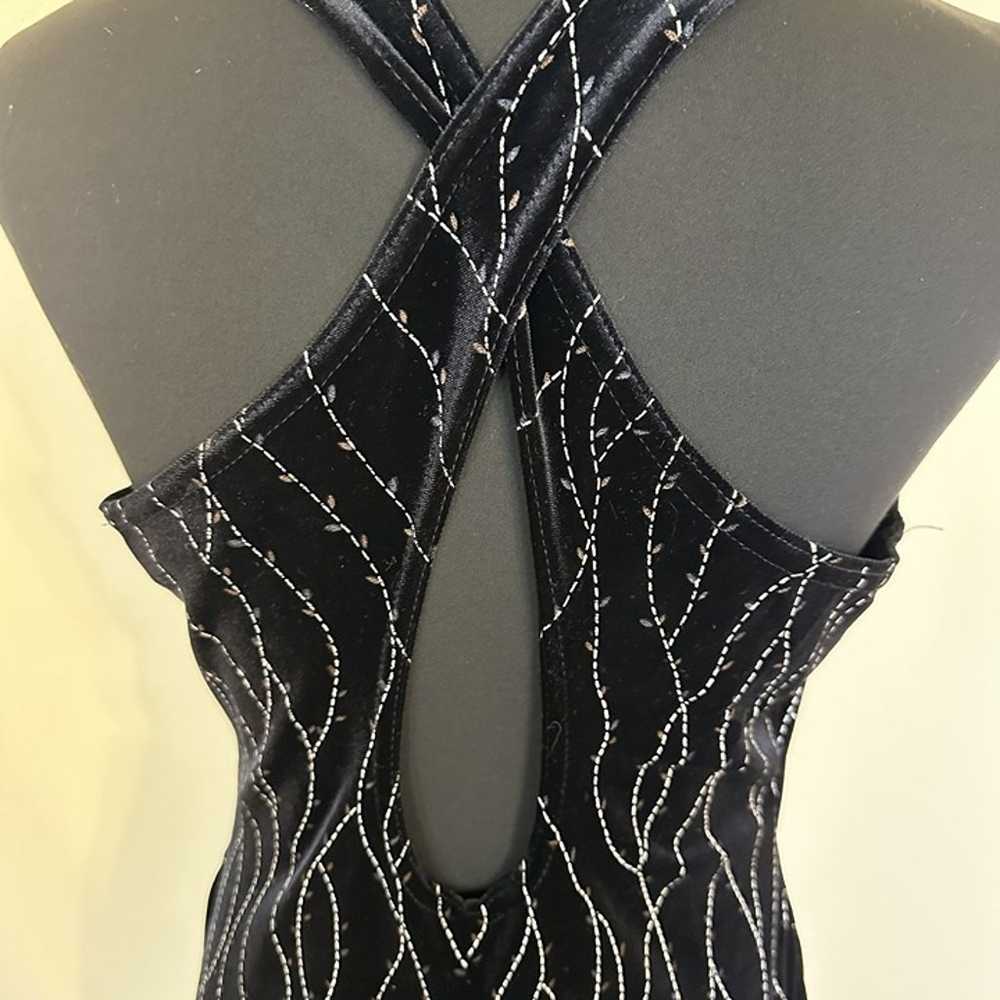 Vtg Y2K Ronni Nicole Black Velvet Womens Maxi Dre… - image 3