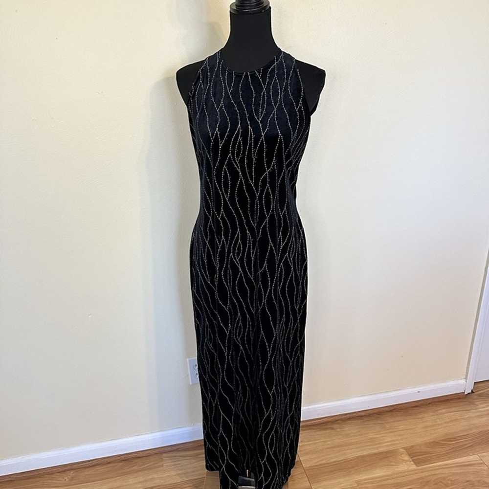 Vtg Y2K Ronni Nicole Black Velvet Womens Maxi Dre… - image 6