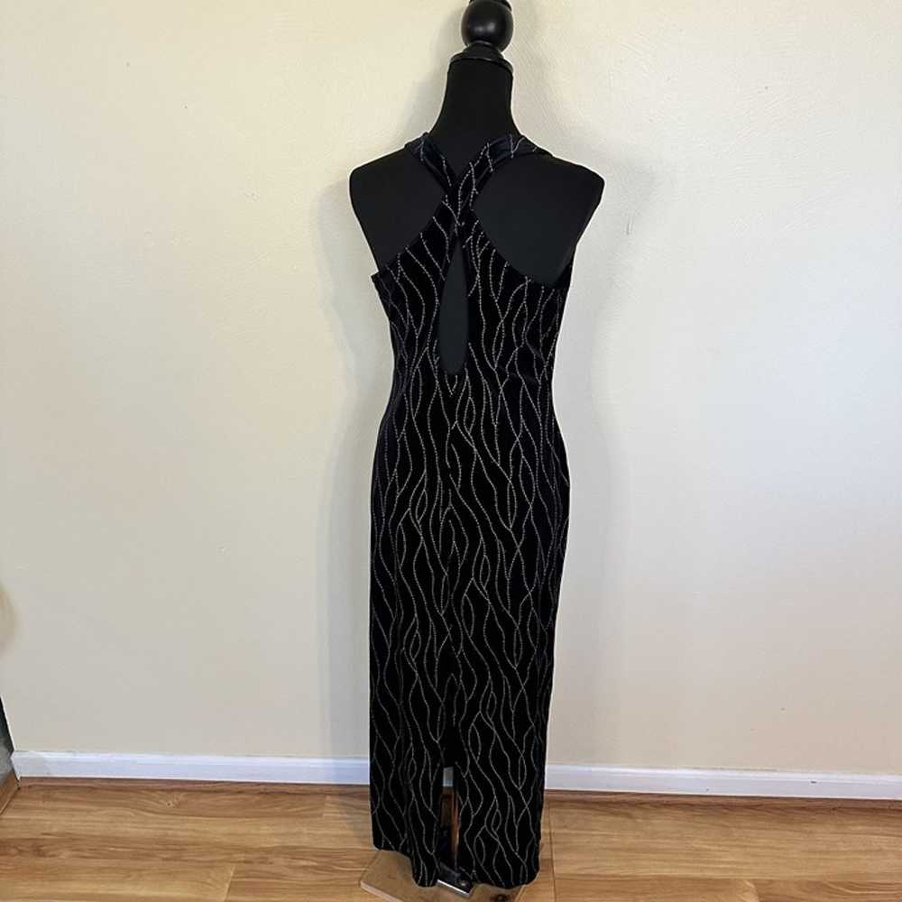 Vtg Y2K Ronni Nicole Black Velvet Womens Maxi Dre… - image 8