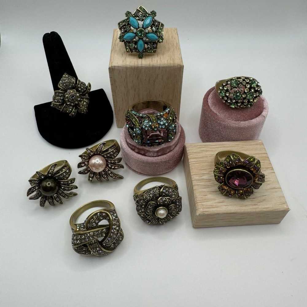 Lot of 9 Heidi Daus Statement Rhinestone Rings - image 1