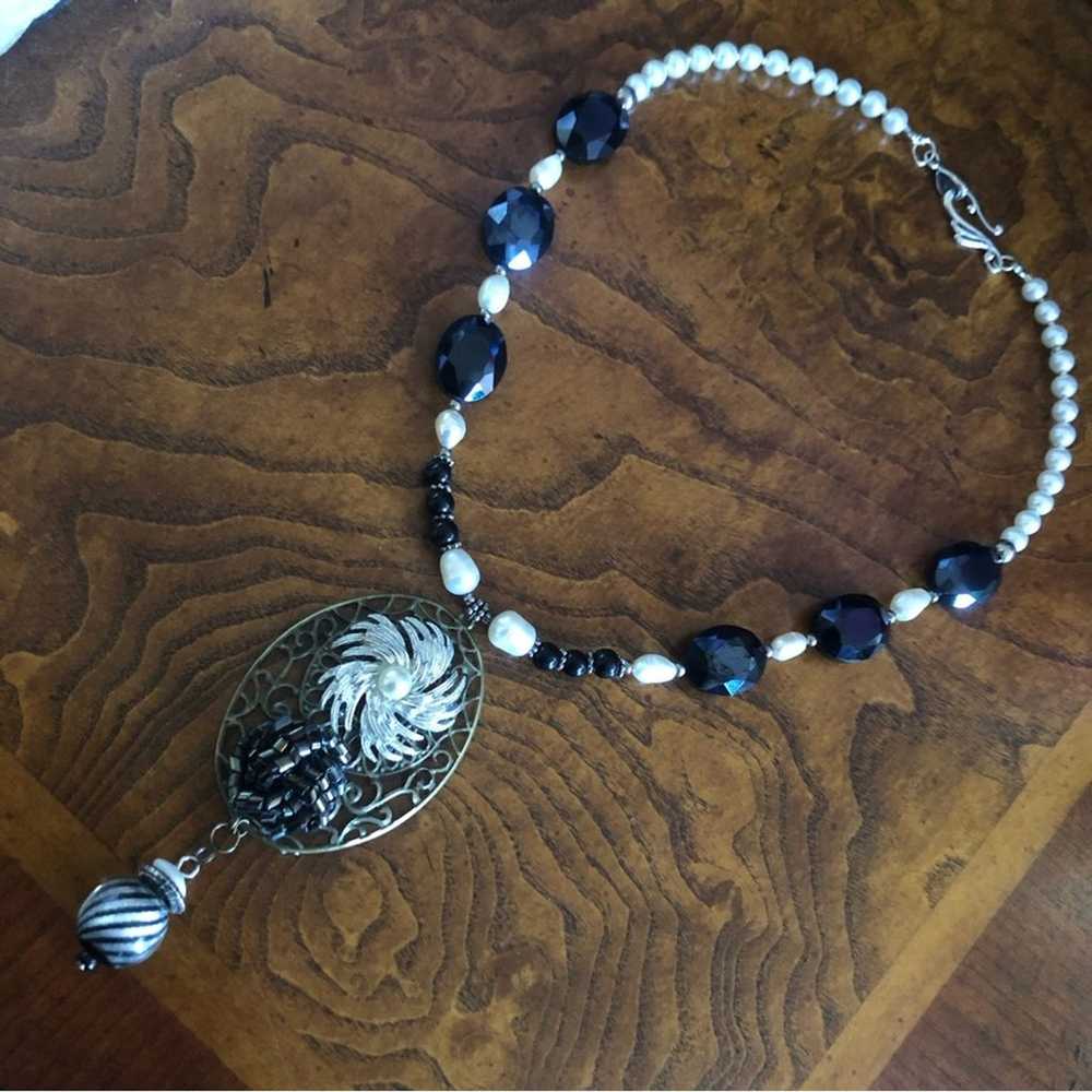 Handcrafted repurpose freshwater pearl black onyx… - image 7