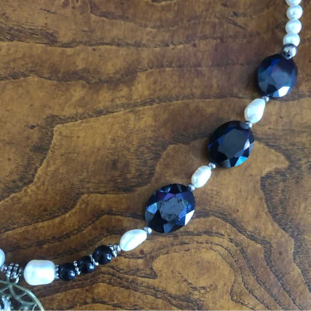 Handcrafted repurpose freshwater pearl black onyx… - image 9