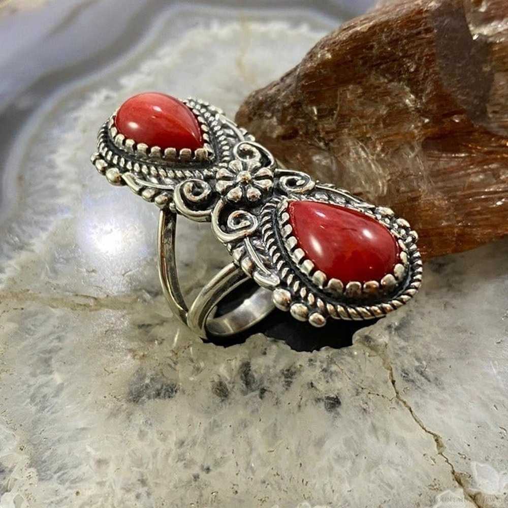 Carolyn Pollack Sterling Silver 2 Pear Red Jasper… - image 2