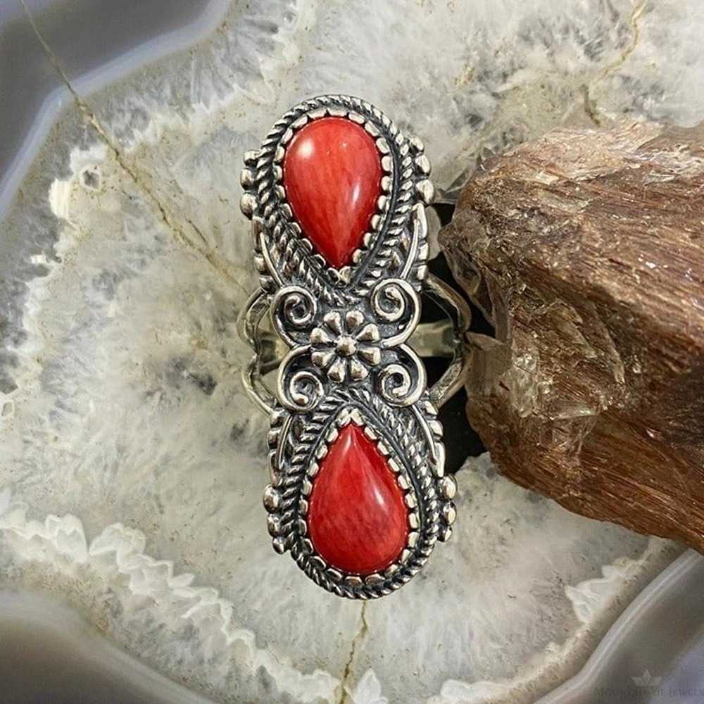 Carolyn Pollack Sterling Silver 2 Pear Red Jasper… - image 3