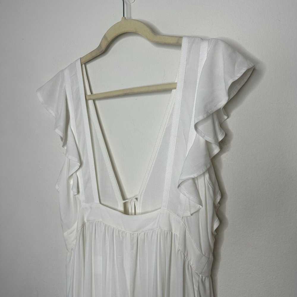 Lovestitch White Deep V-Front & Back Ruffle Sleev… - image 7