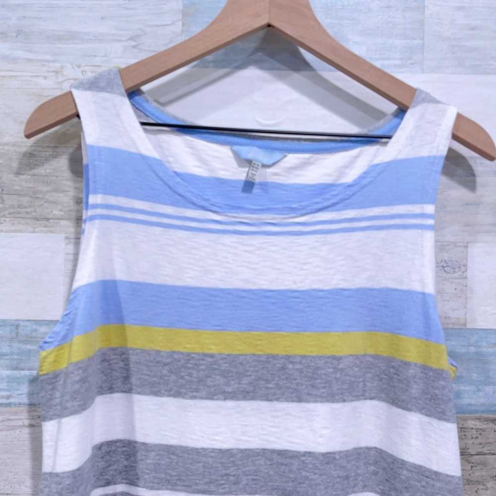 Joules Striped Midi Tank Dress White Blue Sleevel… - image 2