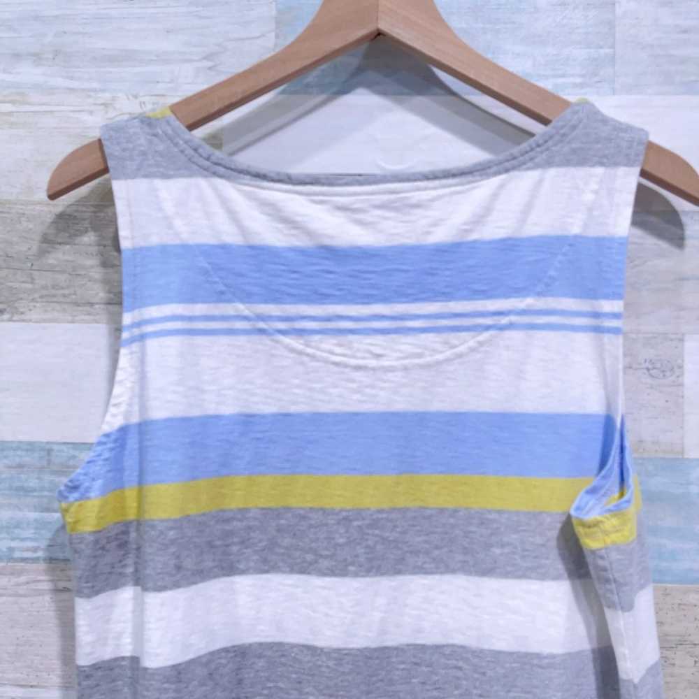 Joules Striped Midi Tank Dress White Blue Sleevel… - image 5