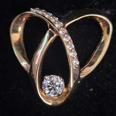 14k gold Diamond heart slide pendant