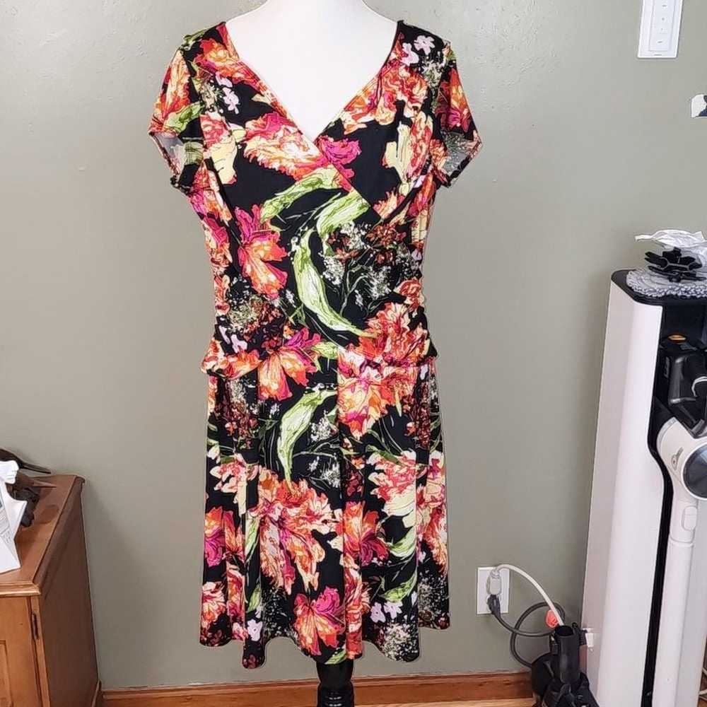 B-Slim NY Collection Floral Dress Size X-Large Fa… - image 2