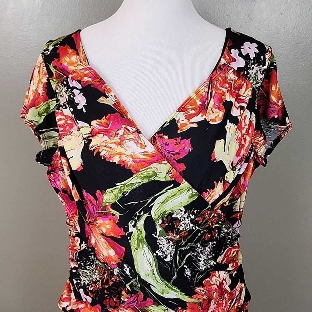 B-Slim NY Collection Floral Dress Size X-Large Fa… - image 3