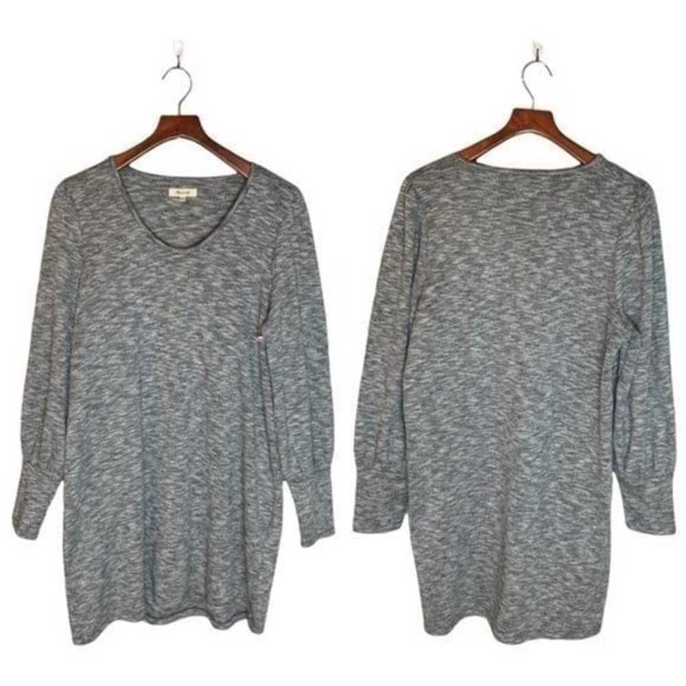 Madewell Sweater Dress Heathered Gray Puff Sleeve - image 1