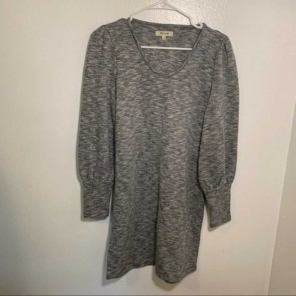 Madewell Sweater Dress Heathered Gray Puff Sleeve - image 2