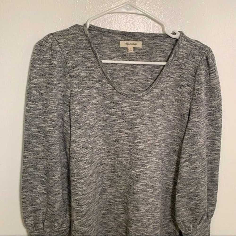 Madewell Sweater Dress Heathered Gray Puff Sleeve - image 3