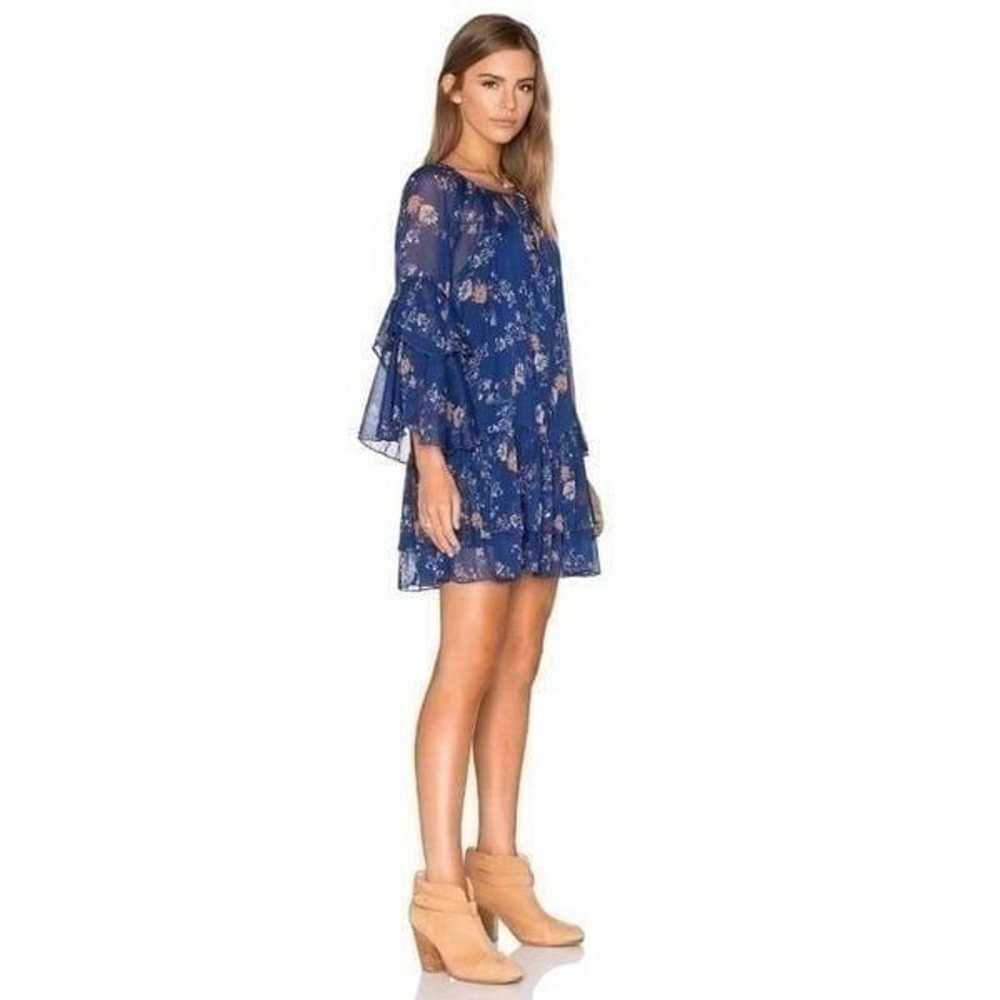 Free People Navy Blue Floral Sheer Sunsetter Bell… - image 8