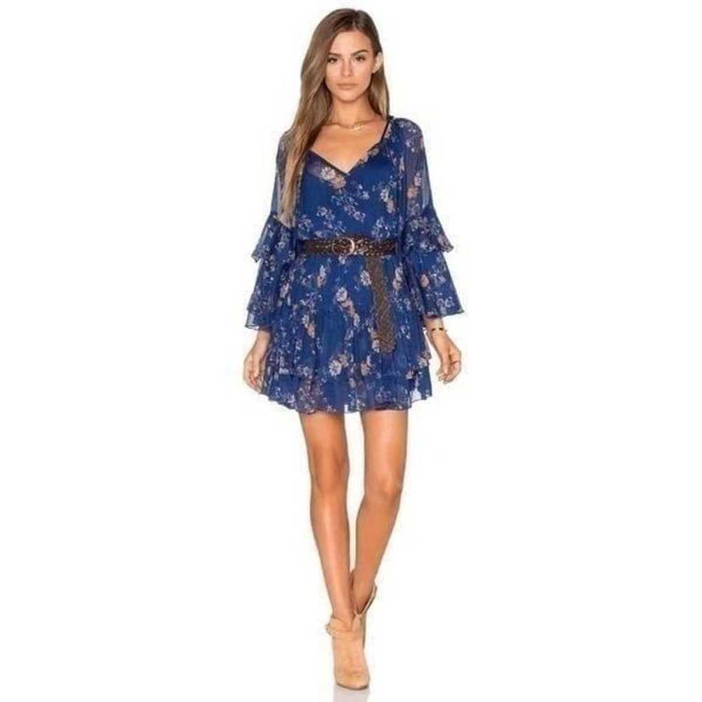 Free People Navy Blue Floral Sheer Sunsetter Bell… - image 9