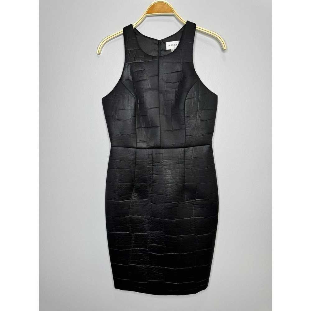 Milly Bodycon Dress Women Size 6 Black Vegan Croc… - image 3