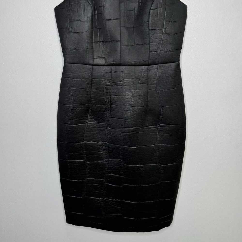 Milly Bodycon Dress Women Size 6 Black Vegan Croc… - image 5