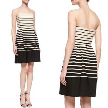 Trina Turk Kenzie Tan Black Stripe Strapless Dress