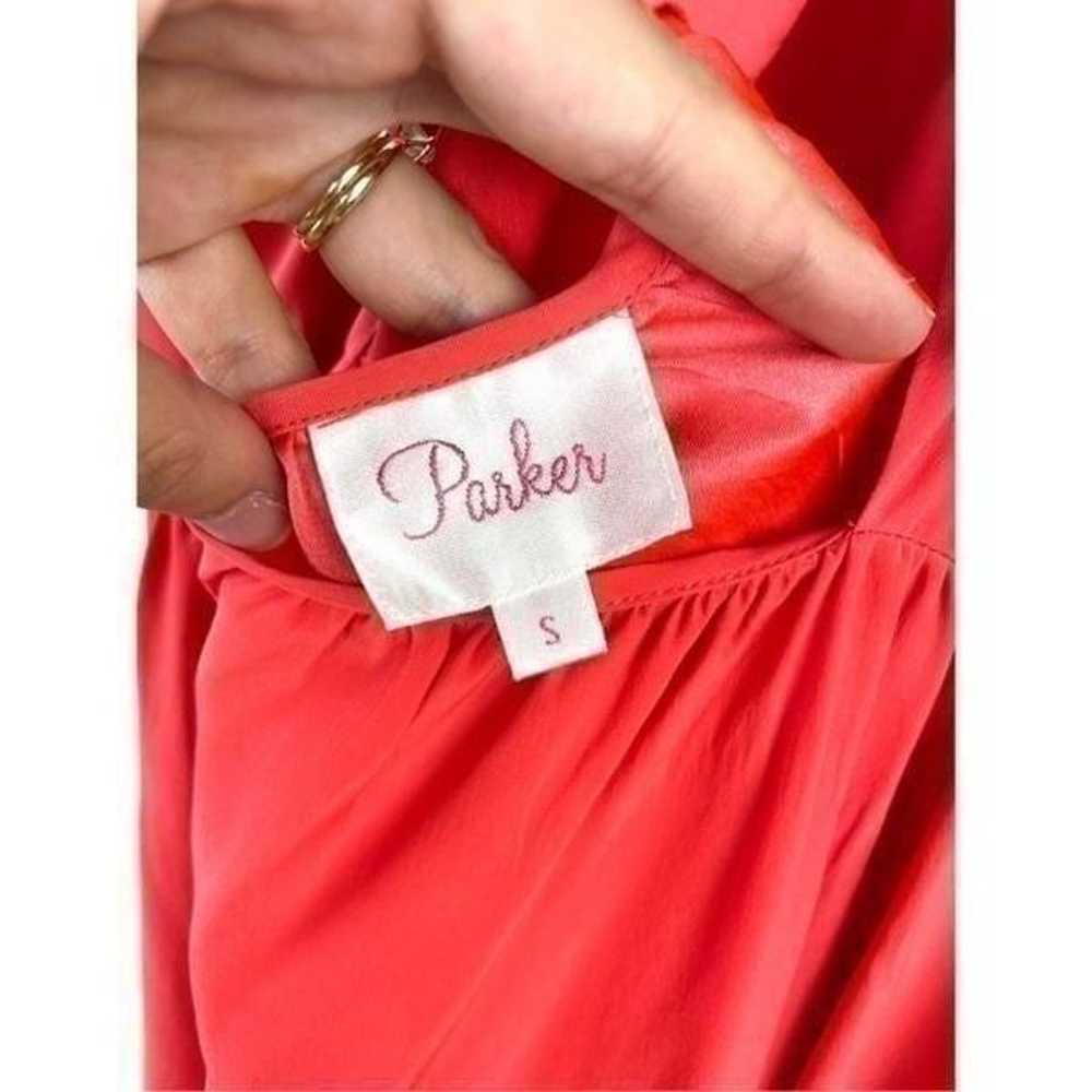 Parker Elana Dress Silk Coral Bright Bow Back Cut… - image 11