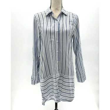 Tommy Bahama White Shirt Dress with blue stripes -