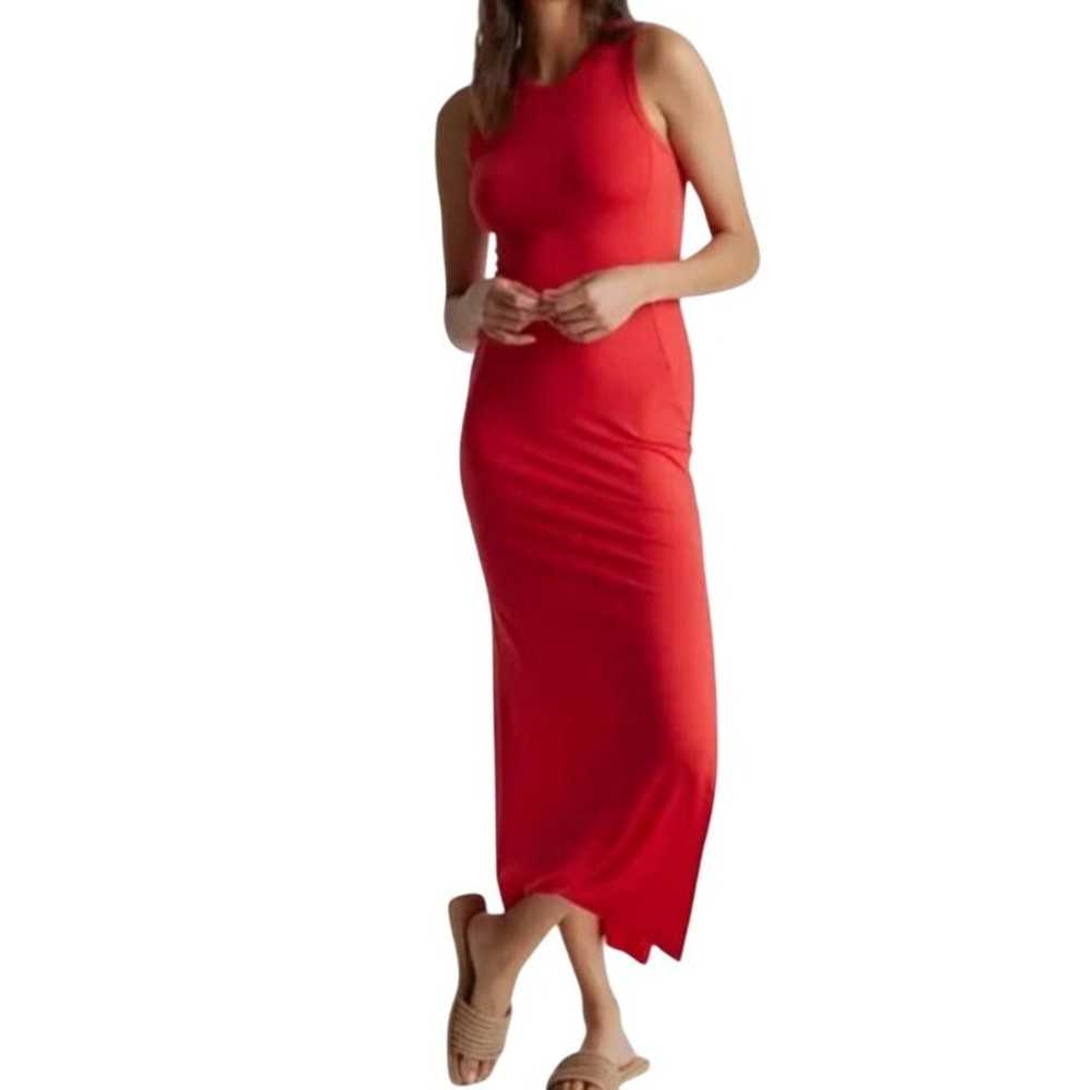 Quince Tencel Jersey Tank Maxi Dress Red Sleevele… - image 1