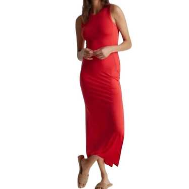 Quince Tencel Jersey Tank Maxi Dress Red Sleevele… - image 1