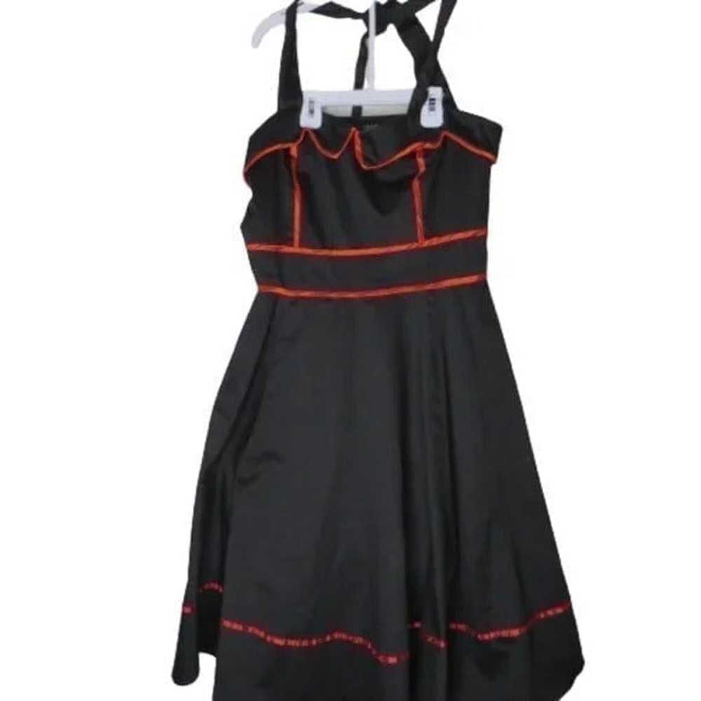 Hearts & Roses retro swing dress black with red d… - image 1