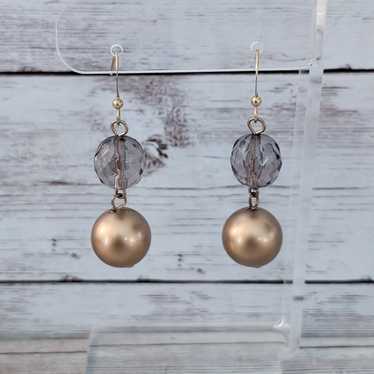 Vintage Earrings Bronze & Smokey Tones Dangle for… - image 1