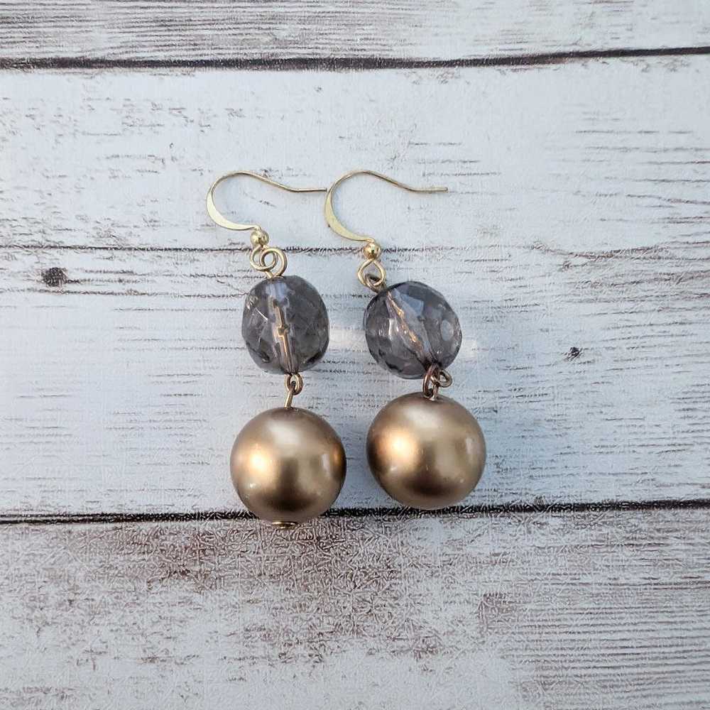 Vintage Earrings Bronze & Smokey Tones Dangle for… - image 2