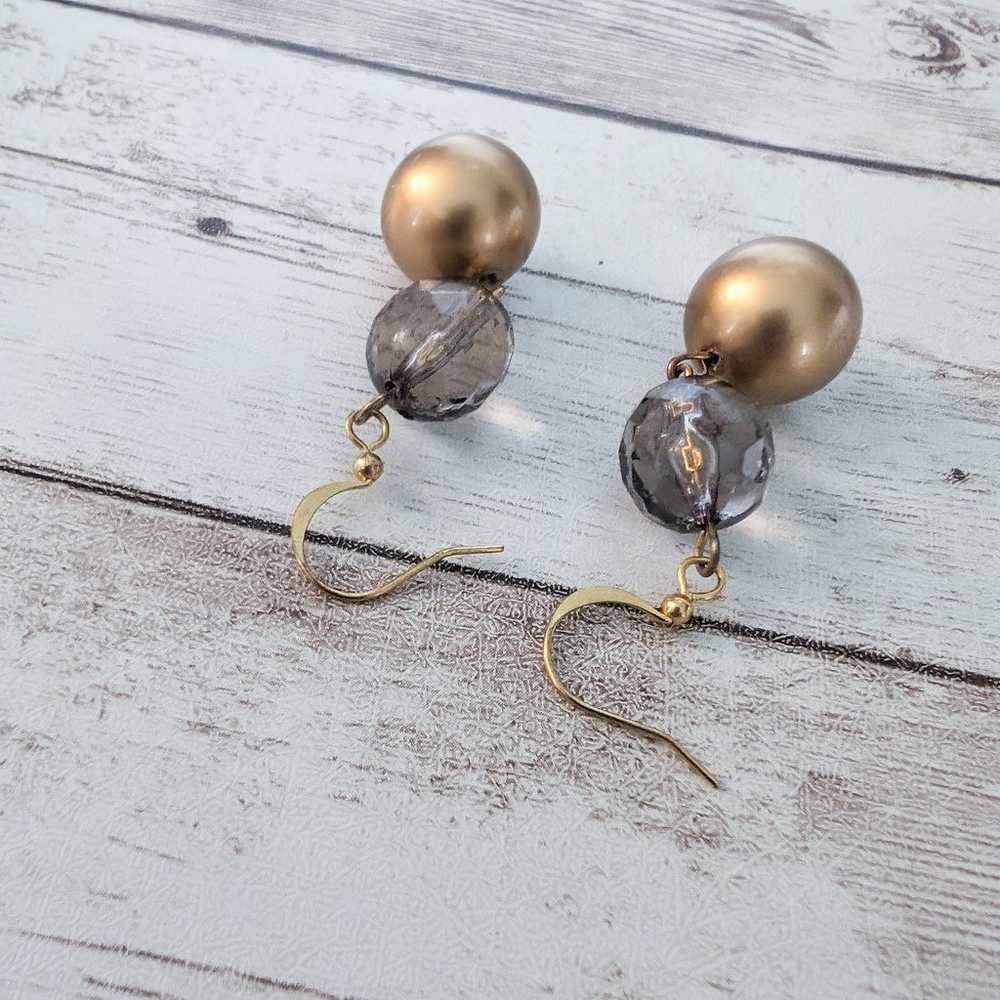 Vintage Earrings Bronze & Smokey Tones Dangle for… - image 4