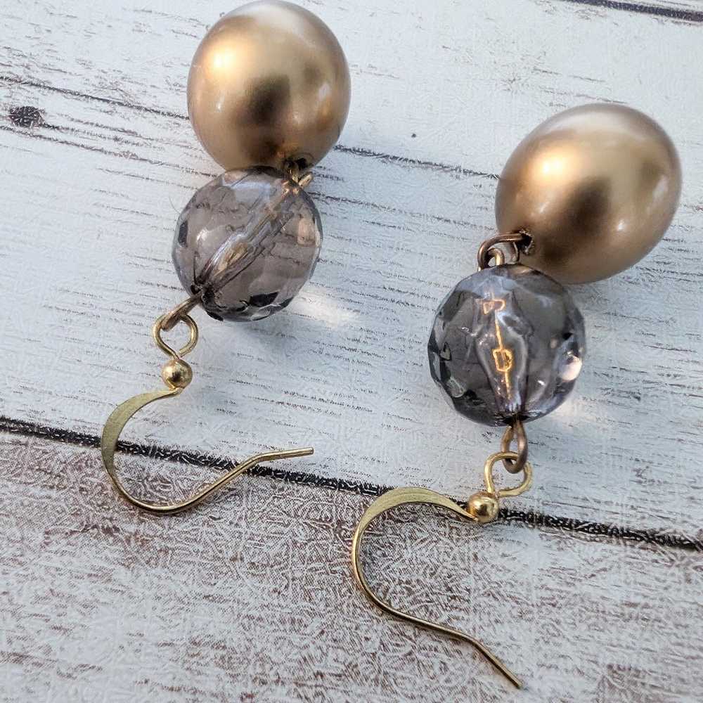 Vintage Earrings Bronze & Smokey Tones Dangle for… - image 5