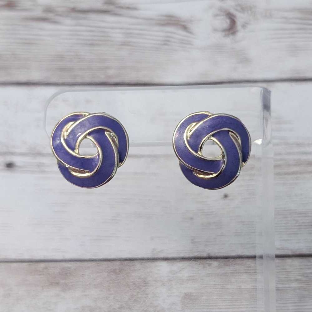 Vintage Stud Earrings For Pierced Ears Purple 0.7… - image 1