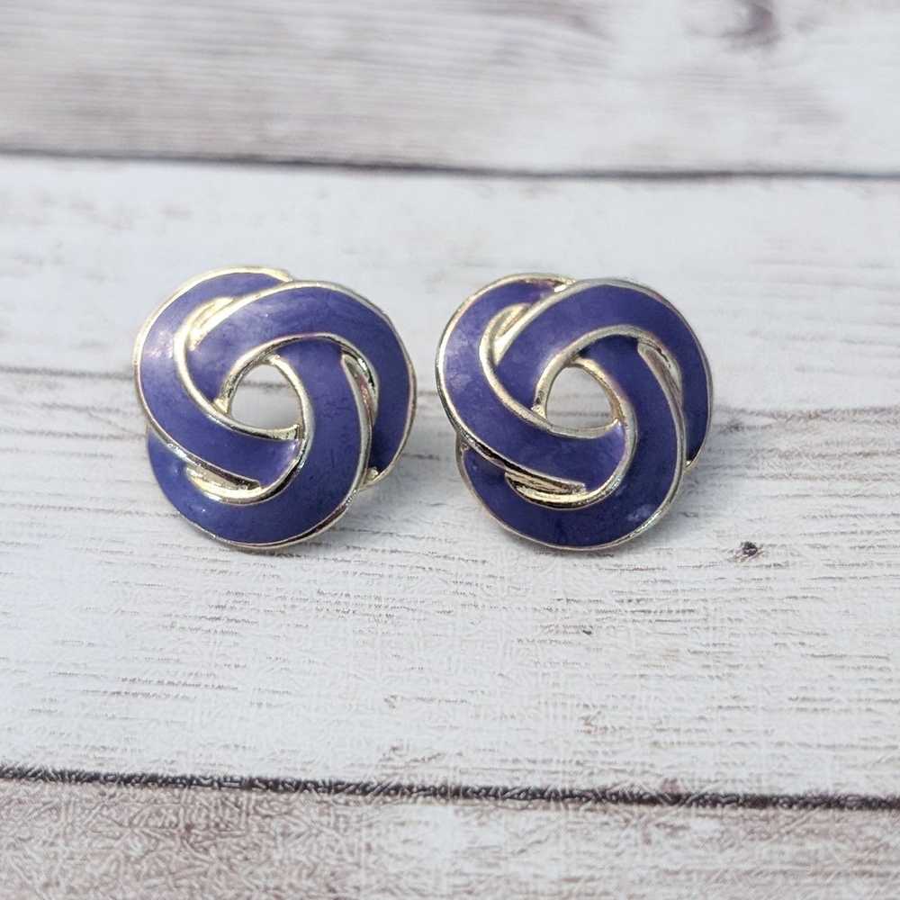 Vintage Stud Earrings For Pierced Ears Purple 0.7… - image 2