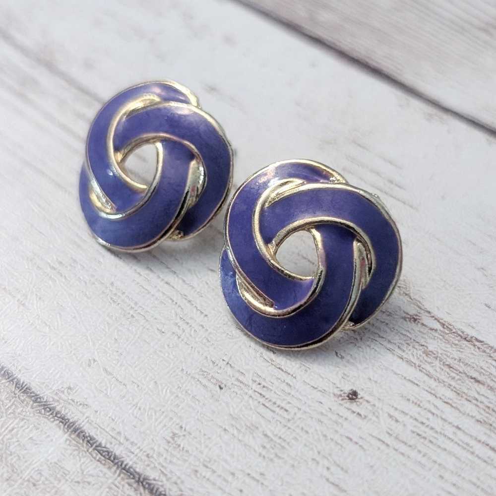 Vintage Stud Earrings For Pierced Ears Purple 0.7… - image 3