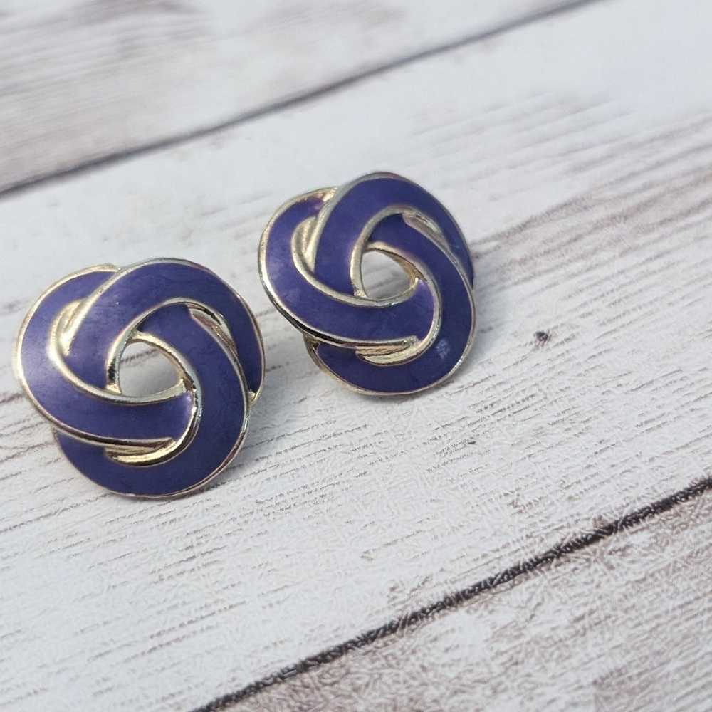 Vintage Stud Earrings For Pierced Ears Purple 0.7… - image 4