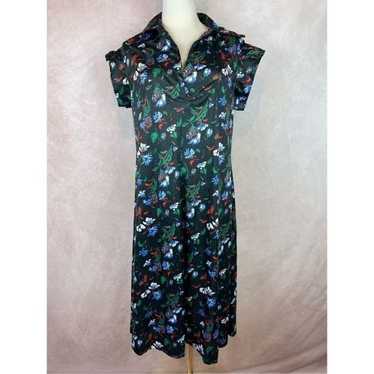 Vintage 1970s Mod Floral Dress with Dagger Collar - image 1